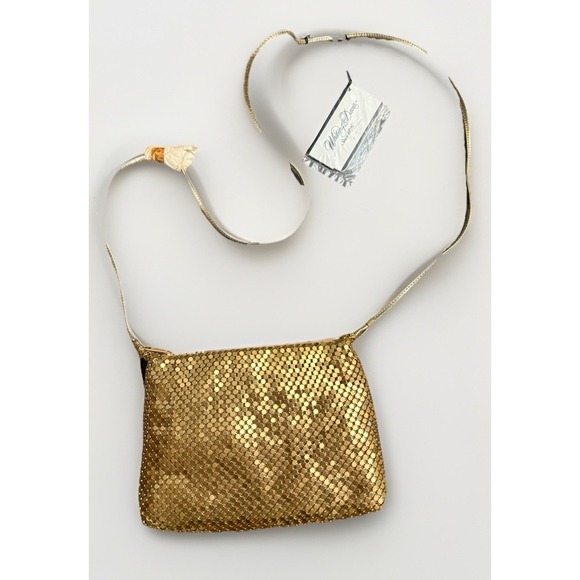 Whiting & Davis Handbags - VTG Whiting and Davis Gold Mesh Evening Bag Diamonte Clasp c 1876